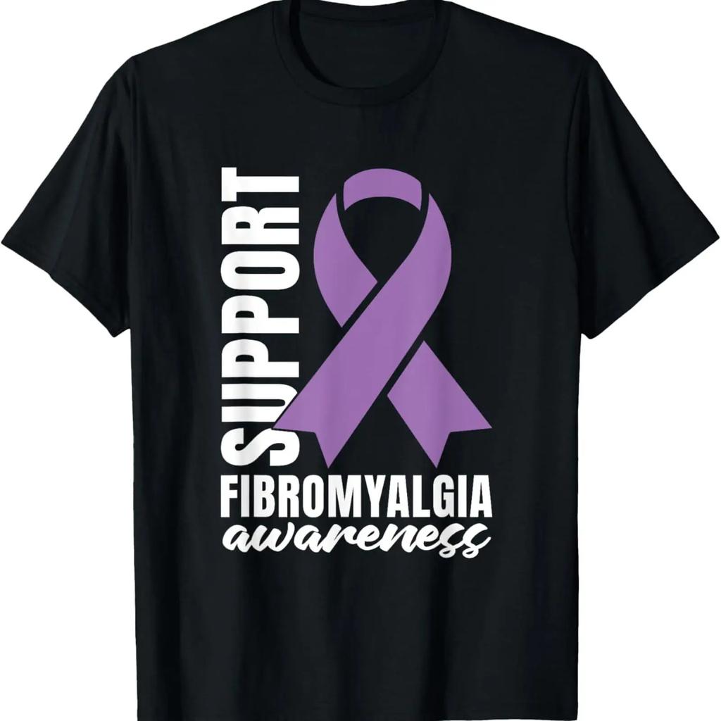 Premium Comfort Purple Ribbon Support Fibromyalgia Awareness T Shirt vintage Washed graphic Top For Everyday Wear