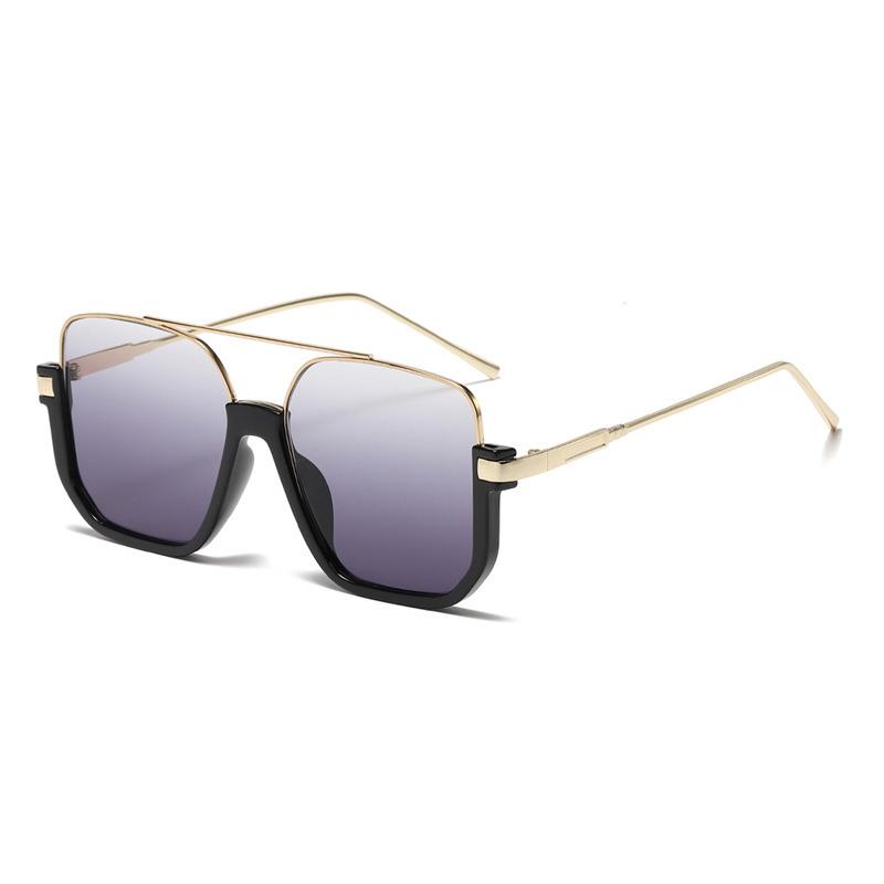 Non-polarized Men's Elegant Semi-Rimless Metal Fashion Sunglasses - Trendy Double Bridge Half Frame Design