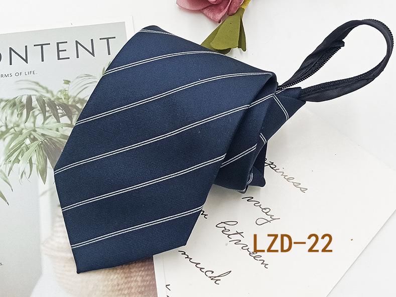 Men's Easy-Pull Knot-Free 8cm Striped Black Zipper Tie