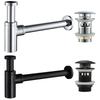 Brass Gold Basin Pop Up Drain Black Sink Siphon Drains With Spillway Spring Type Odor-proof Lower Wall Drain Pipe Drain Waste