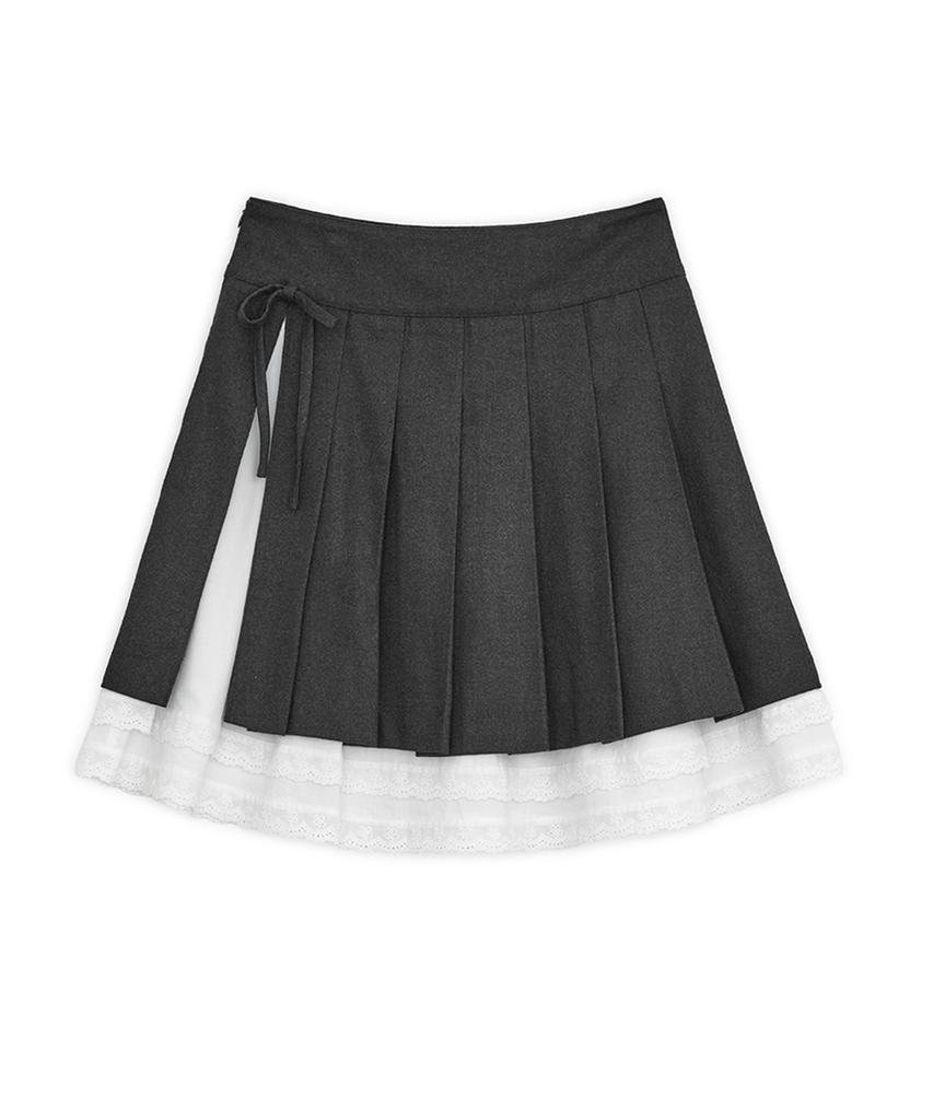 Hug Your Skin Slit Pleated Midi Skirt (Charcoal)