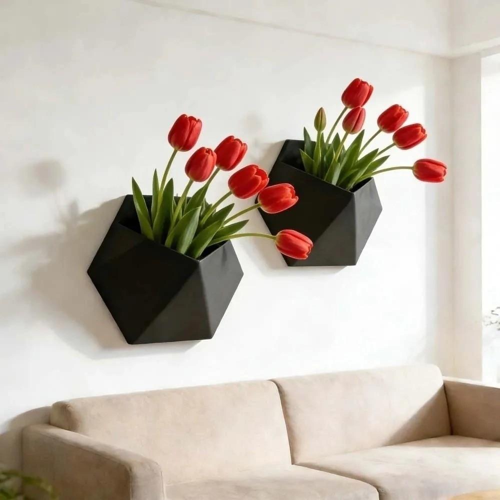 Geometric Wall Hanging Planter Wall-Mounted Growing Pots  Green Plant Placement