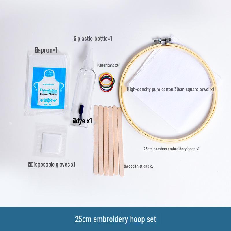 Children's Tie-Dye Embroidery Kit: Bamboo Hoop, Blue Wall Pendant