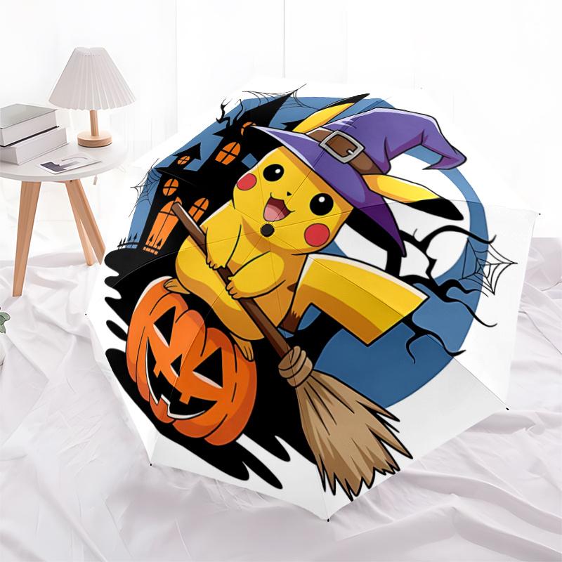 1pc Halloween Pikachu Witch Hat Automatic Opening and Closing Umbrella - Lightweight 3-Fold Design, Suitable for Fans, Travel, Daily Use, In