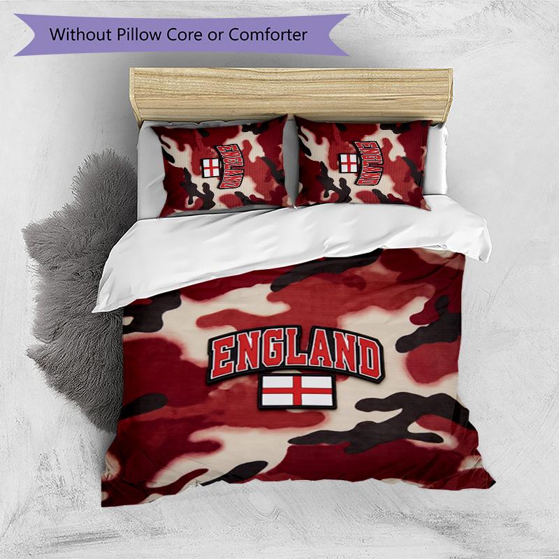 Set Biancheria da Letto Stampata Calcio Inghilterra 3 Pezzi Copriletto Traspirante Accogliente come Regalo per la Casa Nuova o per le Feste