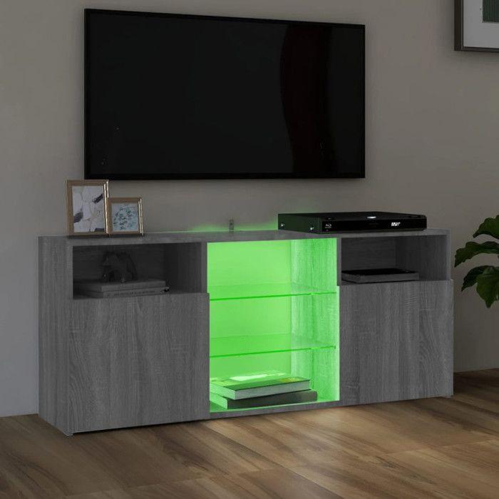 VidaXL Meuble TV avec lumières LED Sonoma gris 120x30x50 cm, meuble TV, meuble HiFi, centre de divertissement, meuble média, 815715