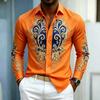 Camicia da uomo, top a maniche lunghe stile palazzo di lusso leggero, top con design a contrasto blu oro, abbigliamento uomo business casual