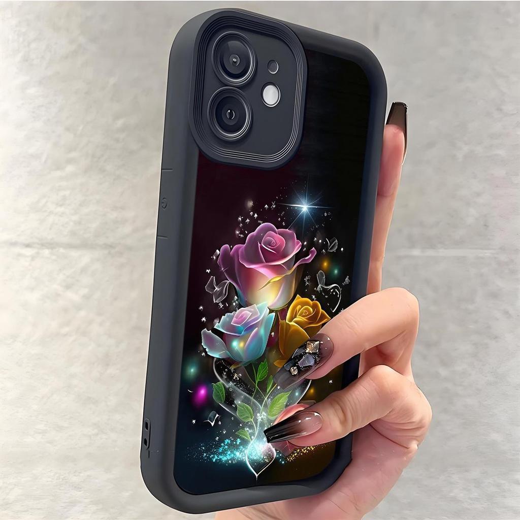 Husă Magic Diamond Sand pentru iPhone 15/16/17 cu Canelură Neagră și Design Ochi Ceresc