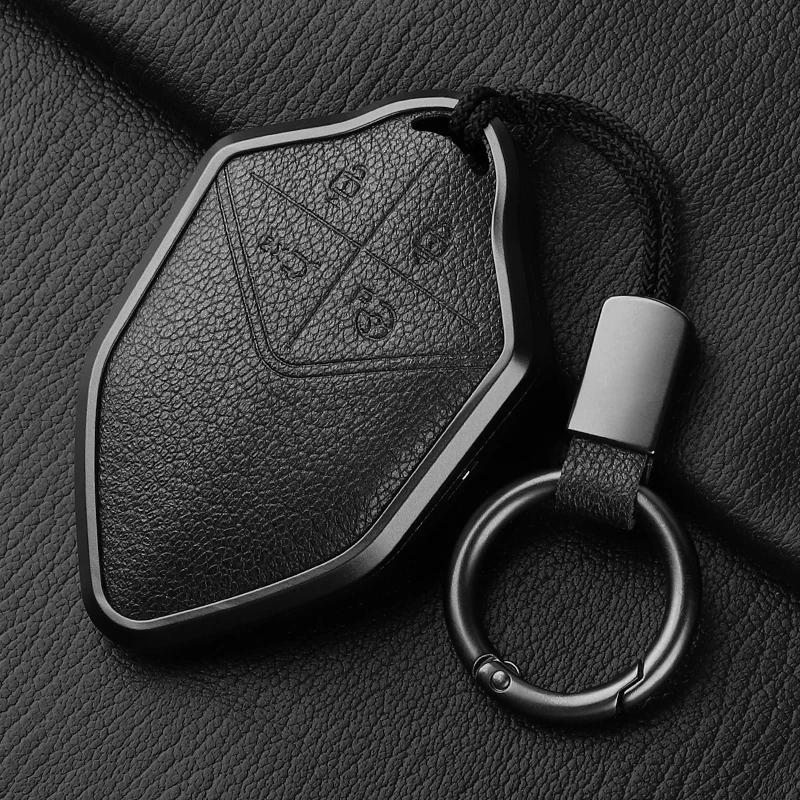 Metal And Leather Car Key Case Cover For Changan Deepal S7 Sl03    Car Key Case Protect Fob