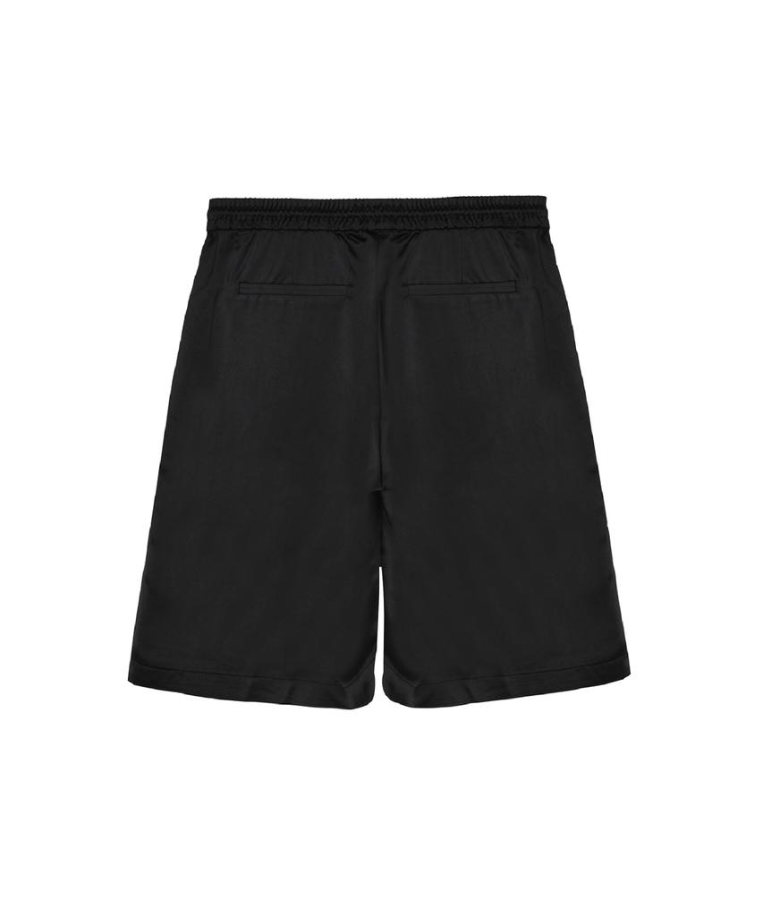 Nigaennikol Dot Double Line Satin Half Pants_Black