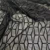 1yard*150cm Black Color Geometric Pattern Stretchy Flocking Mesh Fabrics African Jacquard Fabric for DIY Sewing Dress