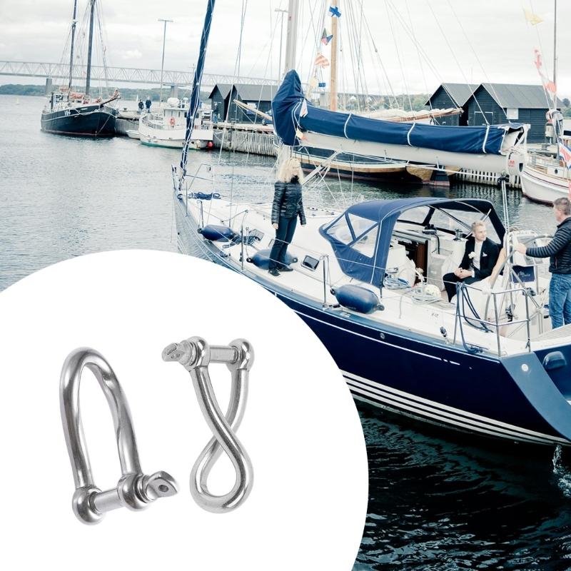 6mm Multipurpose Stainless Shackle Suitable for Chains Cables Camping Mountaineering Rigs Securing Cargo Equipments 2pcs