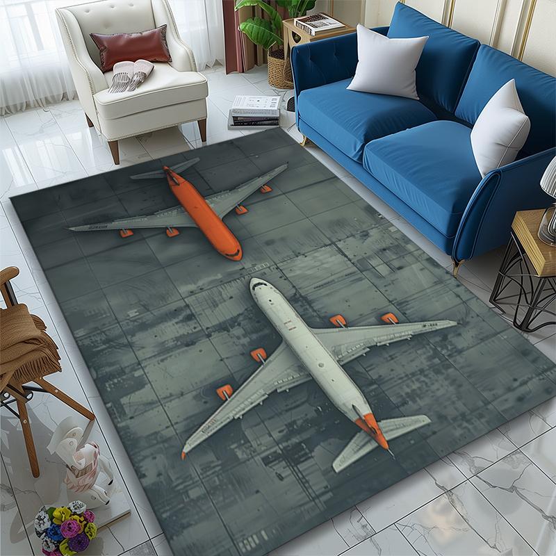 1pc Airplane Rug, Comfortable Printed Home Area Carpet, Cozy Office Chair Rug