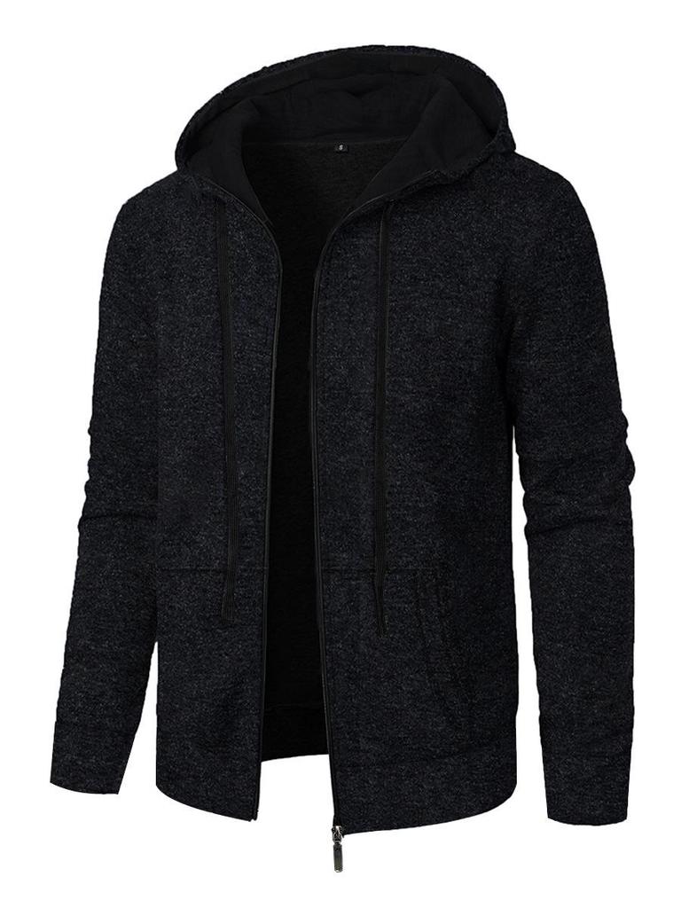 Men's Casual Jacquard Knit Hoodie Cardigan