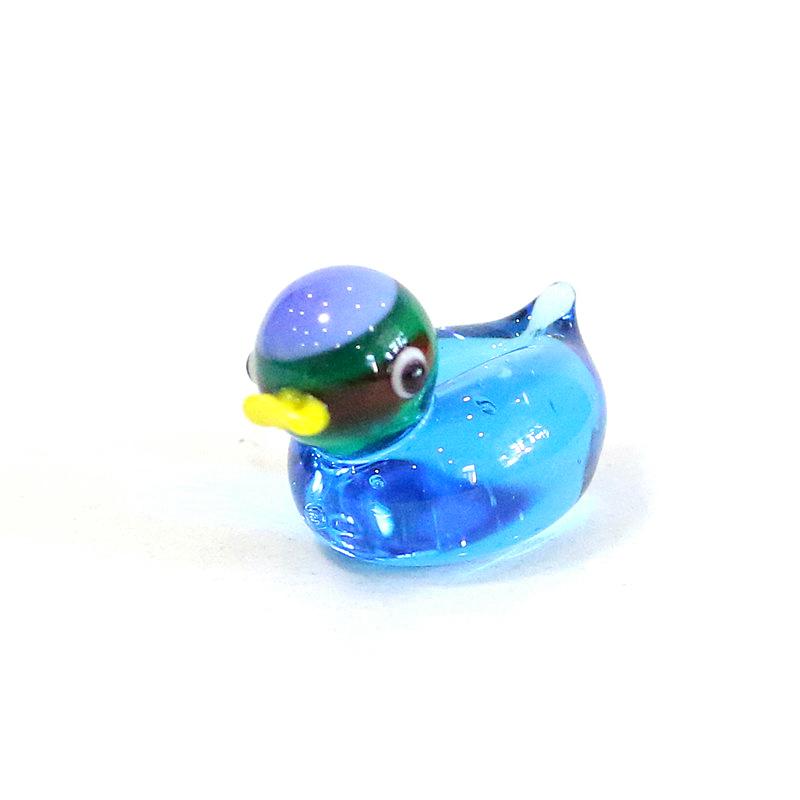 Cute Glass Duck Mini Figurines Colorful Cartoon Animal Tiny Statue Craft Ornament Home Fairy Garden Easter Micro Landscape Decor