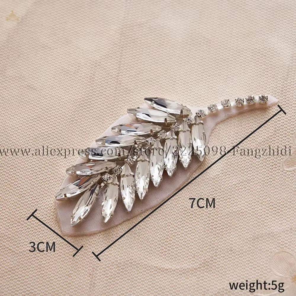 FZD 1 PC Silver Crystal Rhinestone Applique Gold Sew On For Wedding Dress Belt Pearl Patch Iron On Hot Fix Glitter Crystal Stone