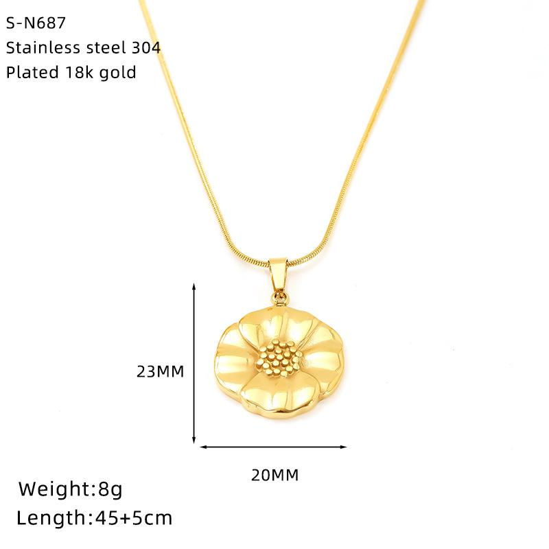 French Premium Polka Dot Stainless Steel Necklace Turquoise Pearl Love Pendant Premium Titanium Steel Necklace