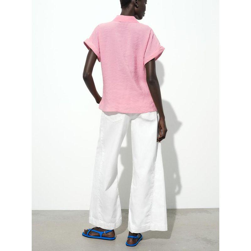 Summer New Women Clothes Single Row Multi-Buckle Comfortable Knot Decoration Short Sleeve Lapel Leisure Shirts Top 2298095