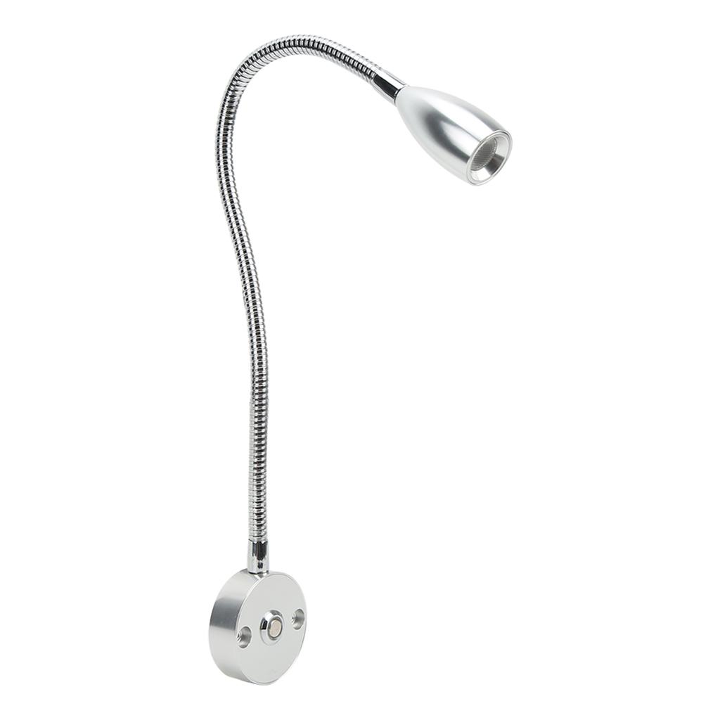 LED Reading Light 3W Wall Mount Reading Lamp Flexible Gooseneck 3 Color Adjustable for RV Boat Caravan Silver 3 Colors