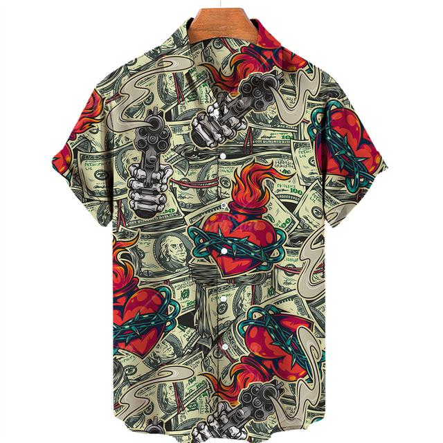 WAZHAKU Camicia hawaiana per uomo, San Valentino, amore