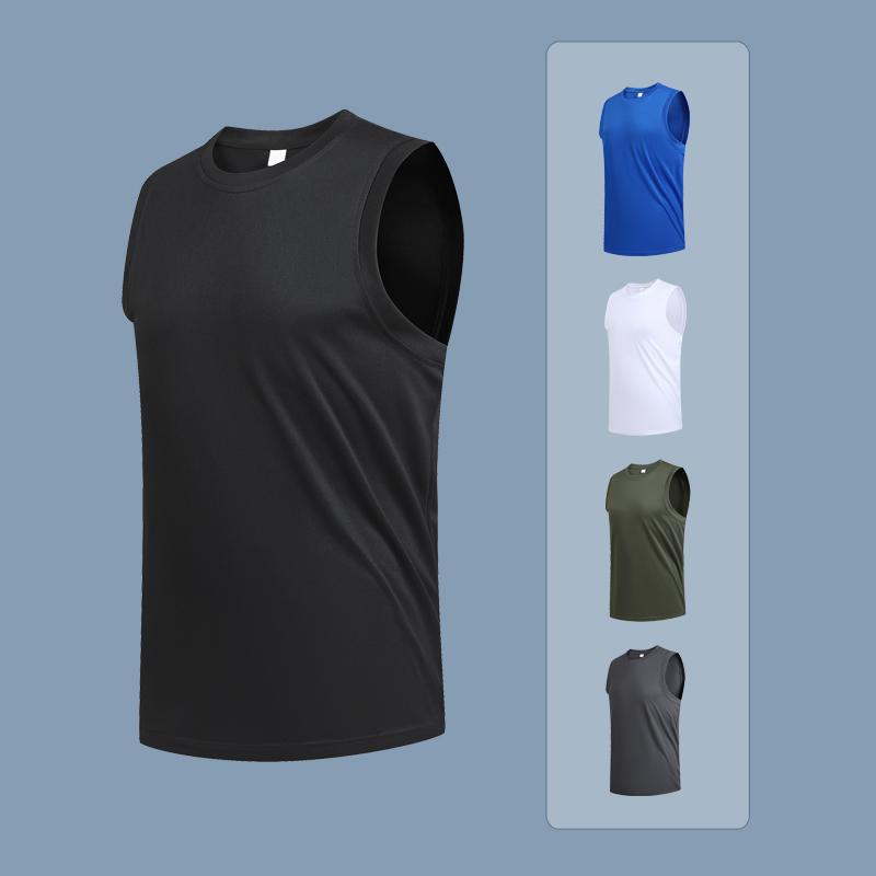 Men's Large Size Breathable Ice Silk Quick Dry Sleeveless Vest Round Neck Casual Running Fitness M-8xl Summer Sports T-Shirt