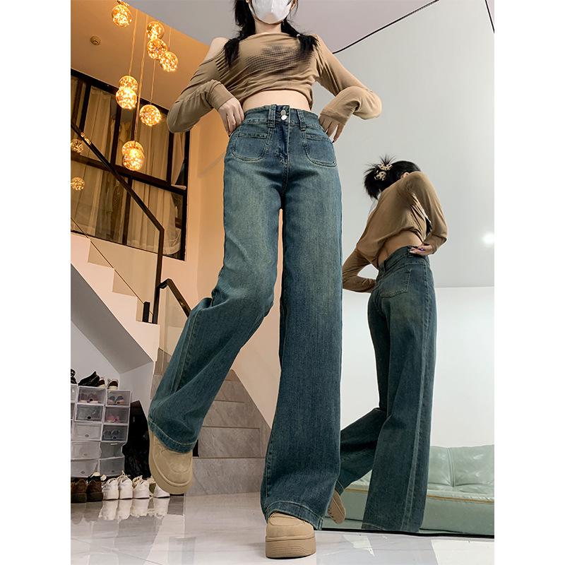 Women’s 2024 Retro High Waist Fleece Lined Flare Jeans - Plus Size Slimming Wide Leg Winter Pants