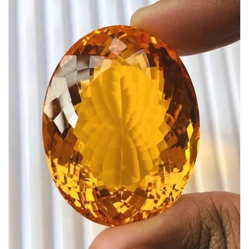 Yellow Citrine Brazilian Natural 200 Ct Oval Cut Stunning Certified Gemstone