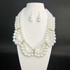 Versatile glass imitation pearl necklace, earrings, cover chain, small fragrant style, court retro temperament, high-end accessories for women