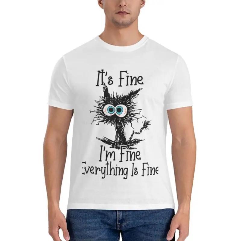 It's Fine I'm Fine Everything Is Fine Funny catActive T-Shirt boys animal print shirt custom t shirts oversized t shirts