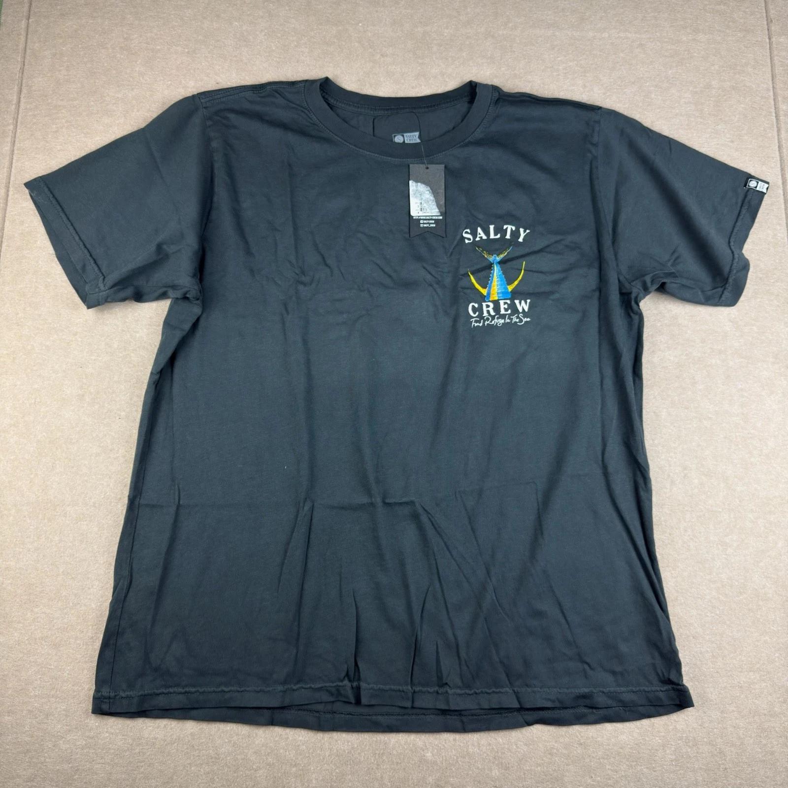 Мужская футболка с графическим принтом Salty Crew L Черная с логотипом Тунец Рыбалка 2XL