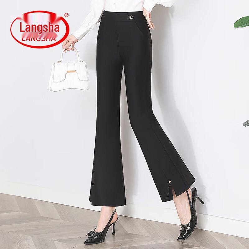 LangSha Women s High-Waist Micro-Flare Slit Nine-Point Suit Pants 3XL