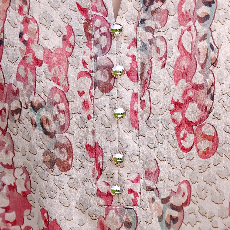 Sommer-Übergrößen-Hemd für Damen, bedrucktes lockeres Oberteil, Maulbeerseidenmischung, Urlaubs-Arbeitskleidung für Damen