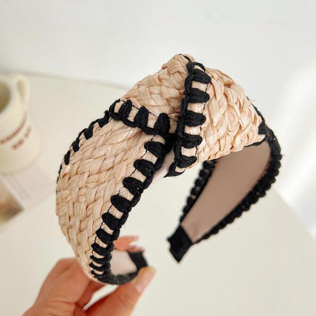 PROLY New Fashion Hairband For Women Straw Braided Patchwork Headband Cool Turban Summer For Adult Hair Accessories