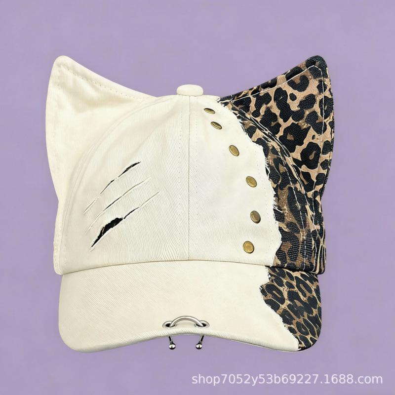 Fashion Hat New Baseball Cap Children's Spring Fashion Rivet Ripped Peaked Cap Big Brim Trendy and Small Face