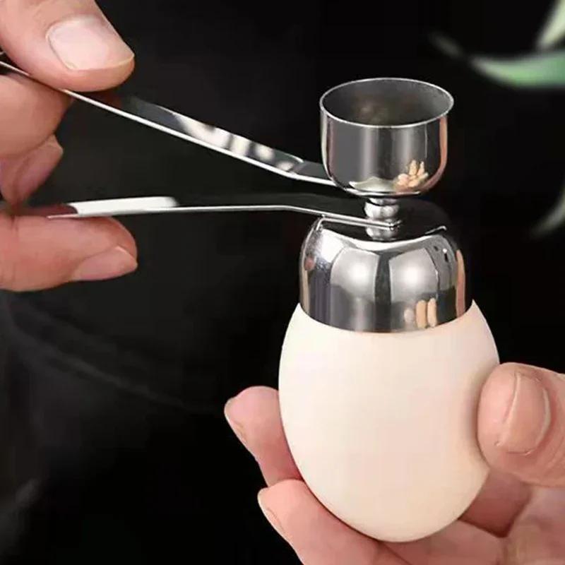 304 Metal Egg Shell Opener Eggshell Cutter Double Head Egg Topper Shell Opener Boiled Raw Creative Kitchen Gadgets Accessories