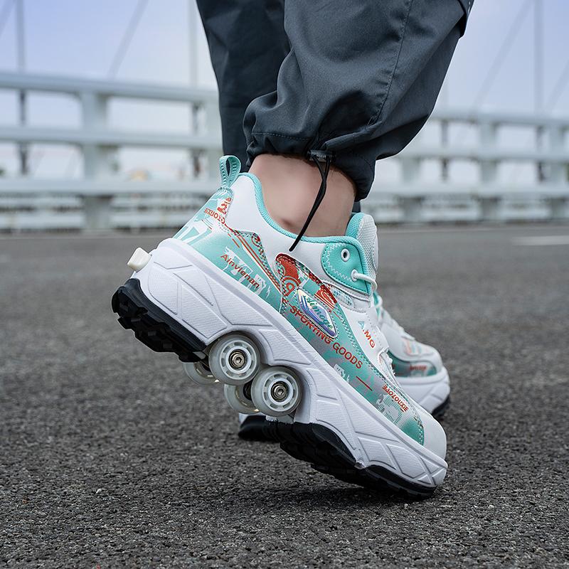 Roller Roller Schuhe 4-Rad Deformationsschuhe Rollschuhe Herren und Damen Erwachsene Ausreißerschuhe Schlittschuhe Schuhe mit Rädern
