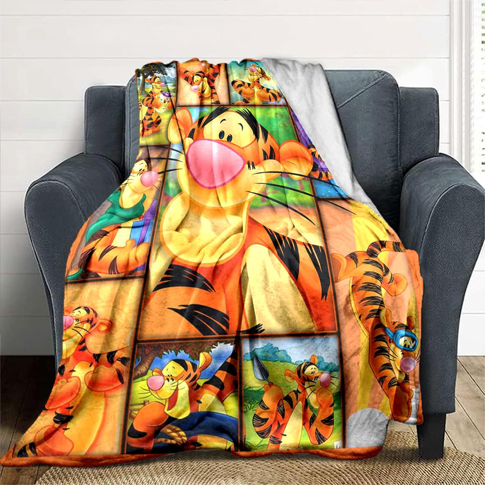 Tigger'S Joyful Adventures Flannel Blanket Super Soft Warm Cozy Blanket For Sofa Bed Office Travel Allseason Home Decor Gift