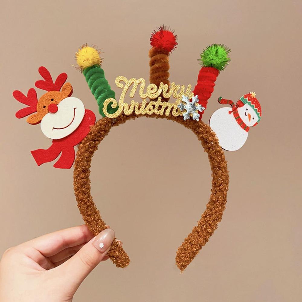 

Glitter Antlers Headband Plush Glowing New Year Headband Funny LED Christmas Headband Girl Style 10