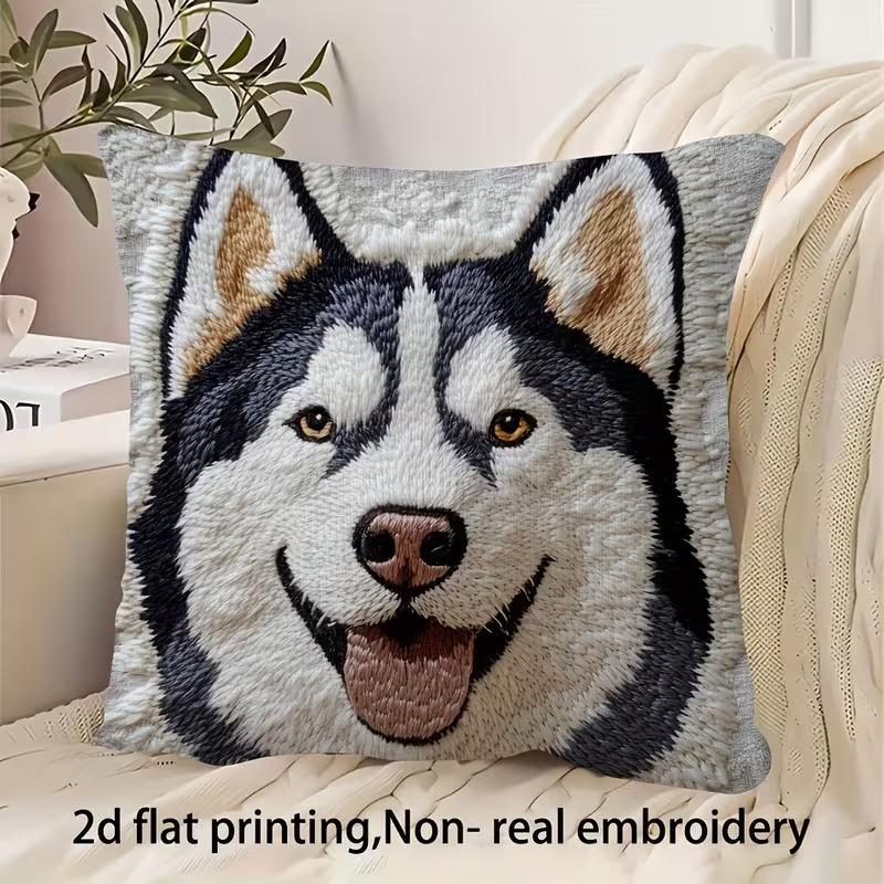 Cute Animal Print Pillowcase with Floral Elements for Sofa Cushion