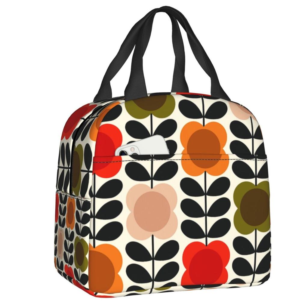 Orla Kiely Flower Scandinavian Geometric Style Insulated Lunch Bags for Camping Travel Waterproof Cooler Thermal Lunch Box