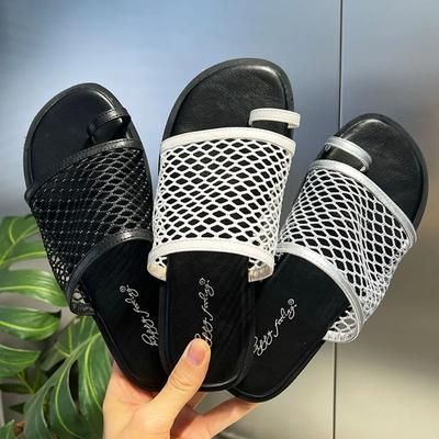 Zapatillas Planas de Malla Transpirable de Moda para Mujer Verano Sexy Punta Abierta Suela Suave para Exteriores Zapatos Casuales Comodidad Antideslizante Sandalias de Vacaciones para Playa