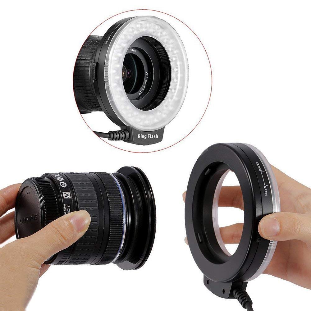 PCA Tech Makro-Ring für Fotografie mit 48 LEDs, kompatibel mit Canon und LCD-Anzeige Licht/Blitz Nahaufnahme-Glühbirnen, Nikon,