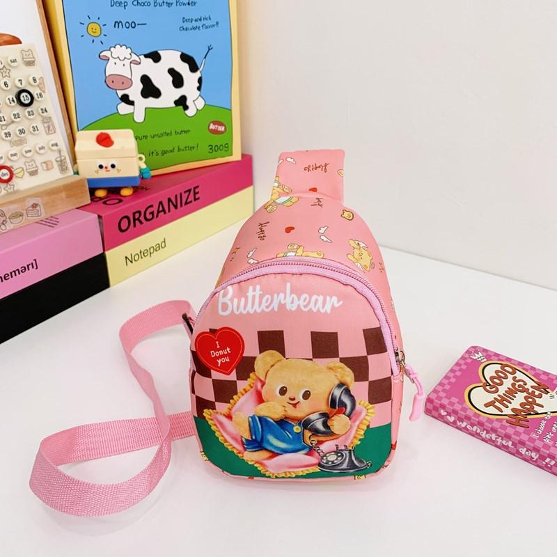 

School bag 2025 new bag cartoon breast bag lightweight fashion accessories diagonal span backpack рожевий