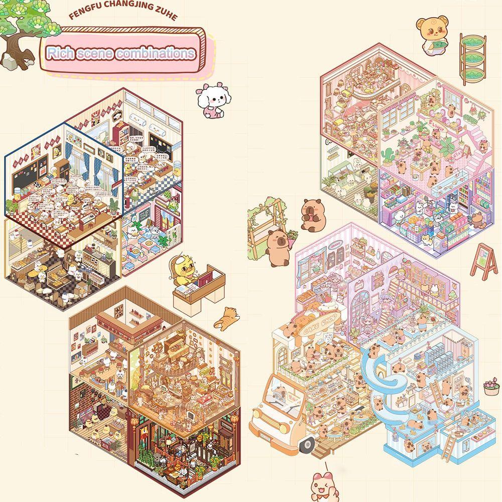 3D Miniature Scene 3D Stickers DIY Notebook Sticker Cartoon Landscape Sticker Book  Children Gift