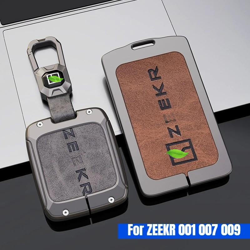 Zinc Alloy Car Key Case Cover For Zeekr 001 007 009 Smart Car Key Card Holder Shell Fob Keychain Ring Holder Car Accessories
