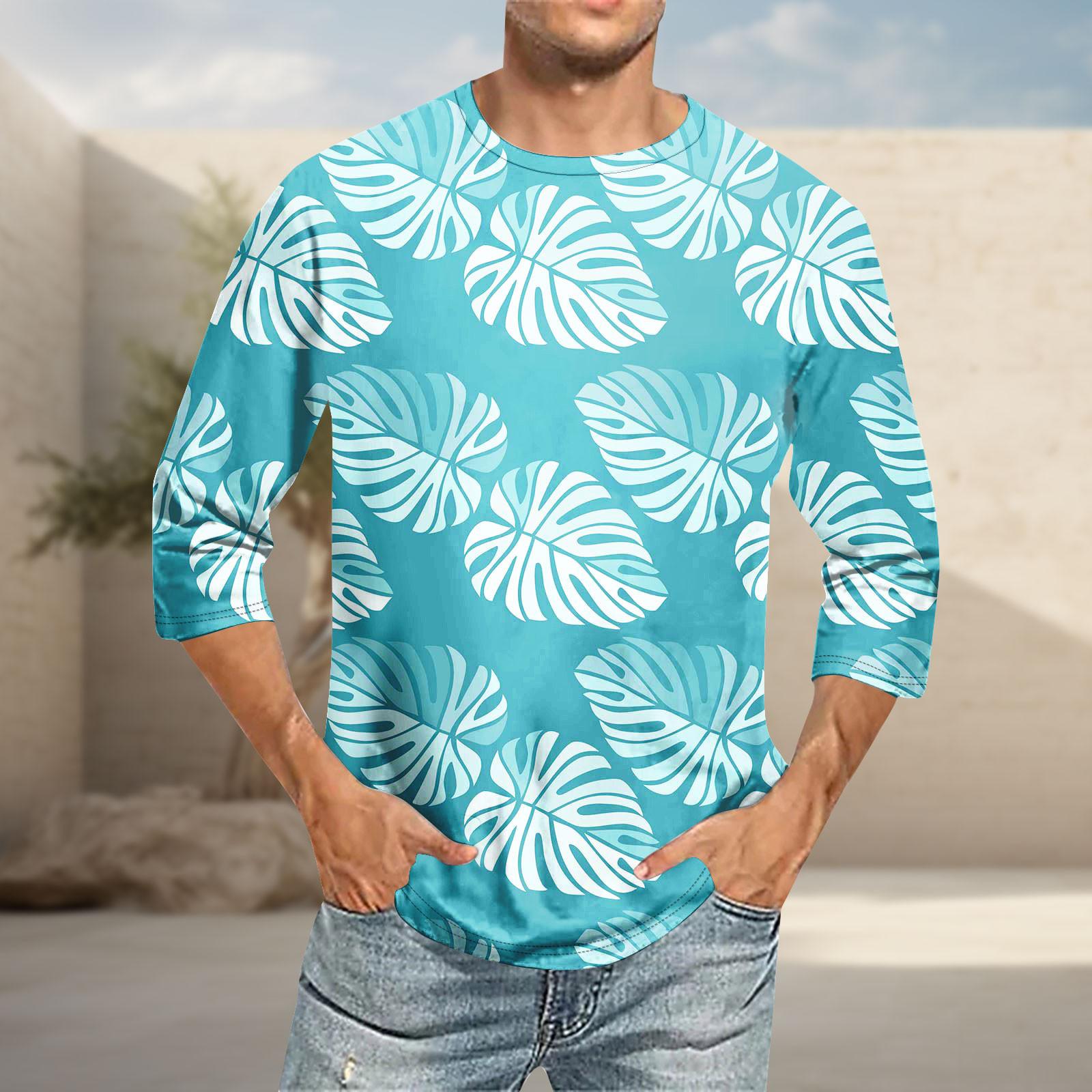 

Мужская повседневная модная футболка с круглым вырезом и рукавом три четверти XXXXL