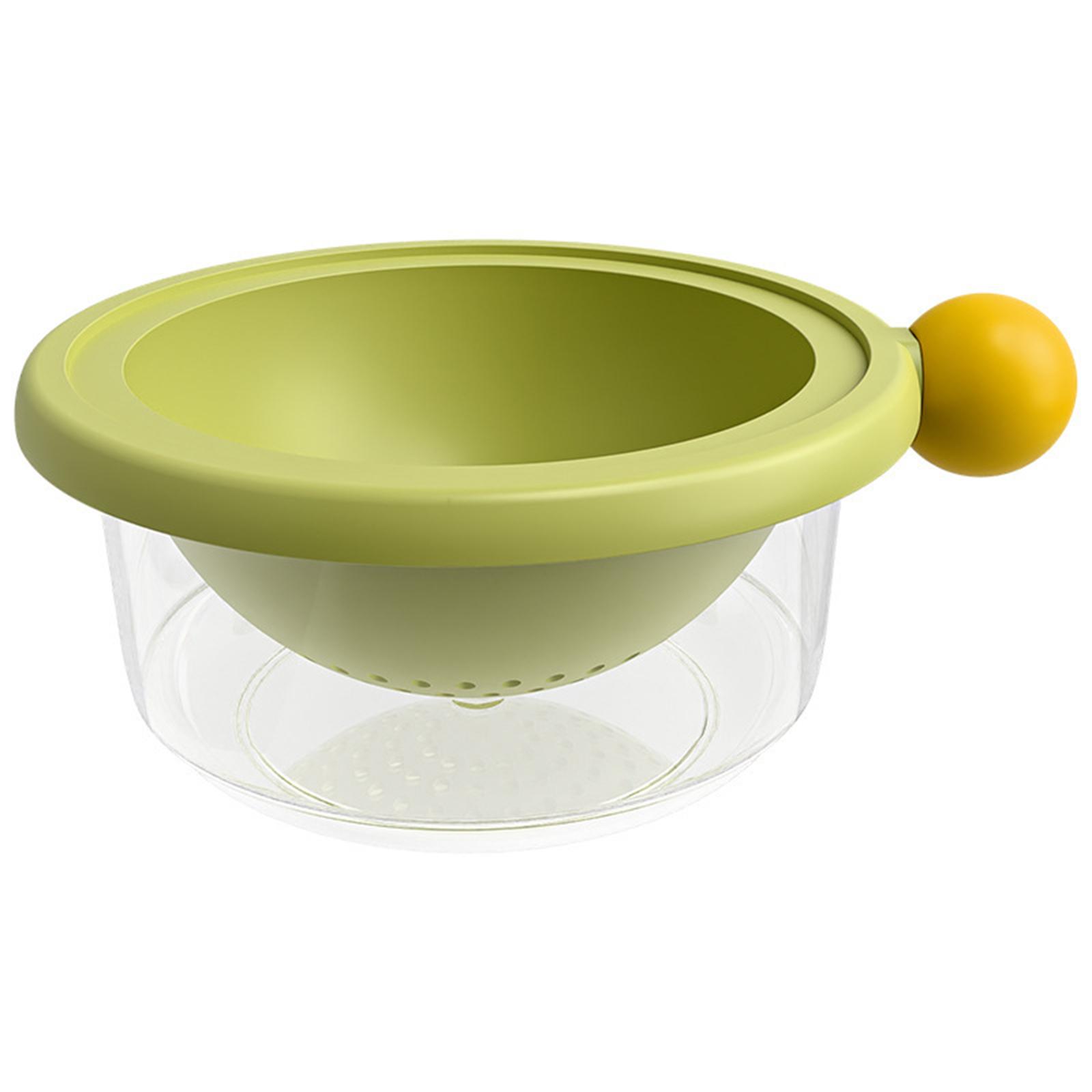 

Двухслойный яркий дуршлаг с корзиной для слива для эффективного мытья фруктов и овощей и современного кухонного декора зелёный