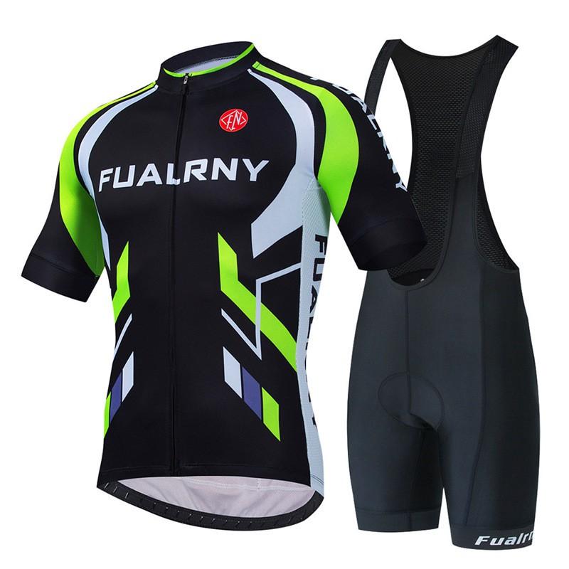 Mens Mountain Bike Cycling Jersey Bib Shorts Set Breathable Quick-Dry Sportswear Outdoor Riding