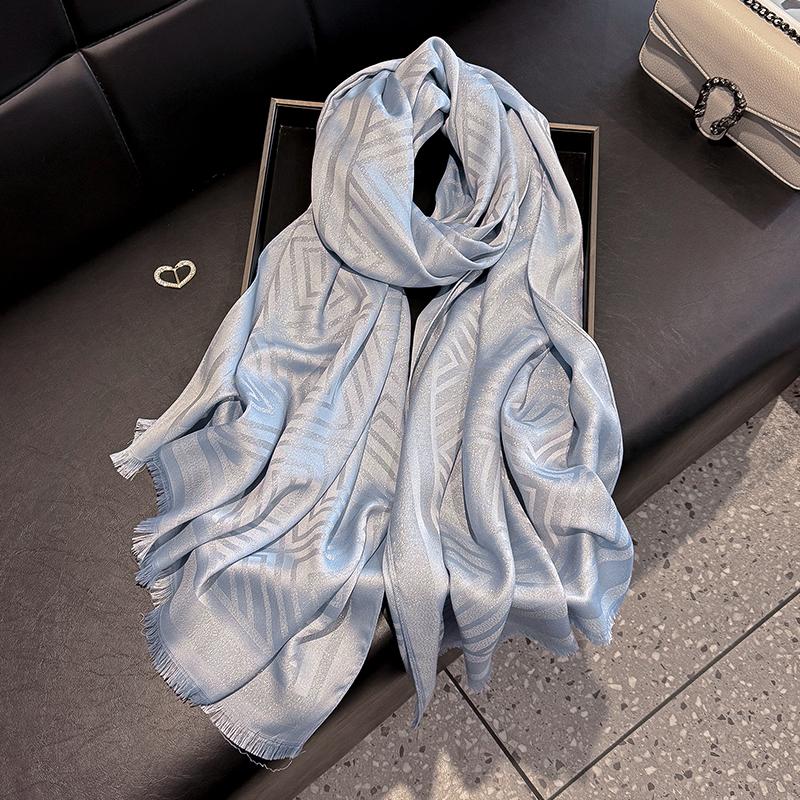 Ladies Elegant Print Hijab Cotton Long Scarf With Four Seasons Sun Protection Scarf Decoration Shawl Wrap Headscarf