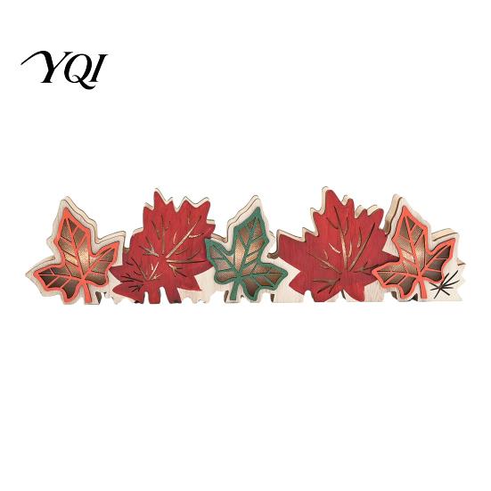 Festive Autumn Party Supplies Fall Thanksgiving LED Tabletop Decor, Maple Leaf Harvest Themed Lighted Wooden Desktop Centerpiece Centerpiece,